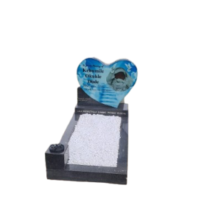 Baby Hart shaped headstone with chip and kerbs